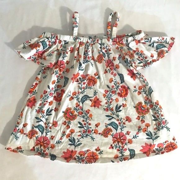 FINAL PRICE! Like New 18-24mo Off Shoulder Floral Cream Top Like New Old Navy - Picture 4 of 6